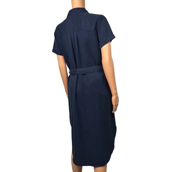 Teddi Rose Womens Small Navy Blue Shirt Dress Tunic Button Down Safari Belted - Picture 5 of 10
